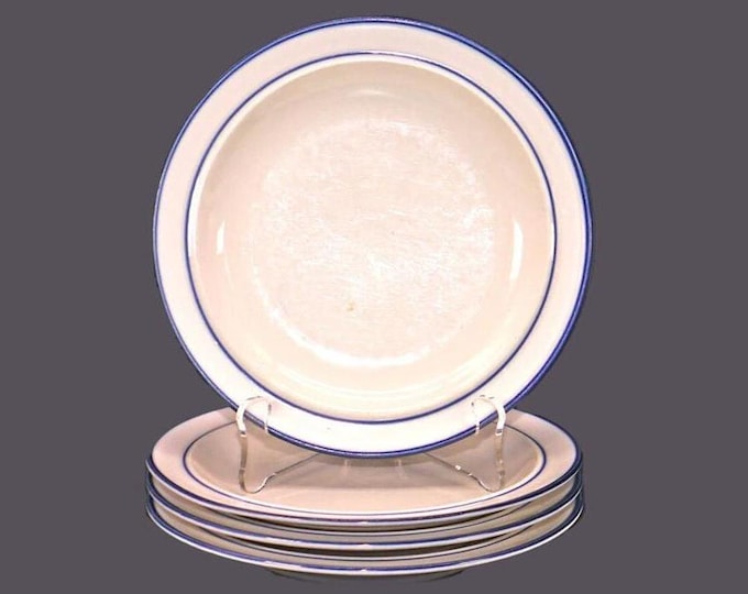 Four Elegance Mariner Blue stoneware bread plates made in Japan.