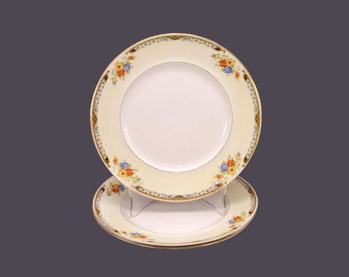 Three art-deco era Alfred Meakin Celia luncheon plates made in England. Hard to find.