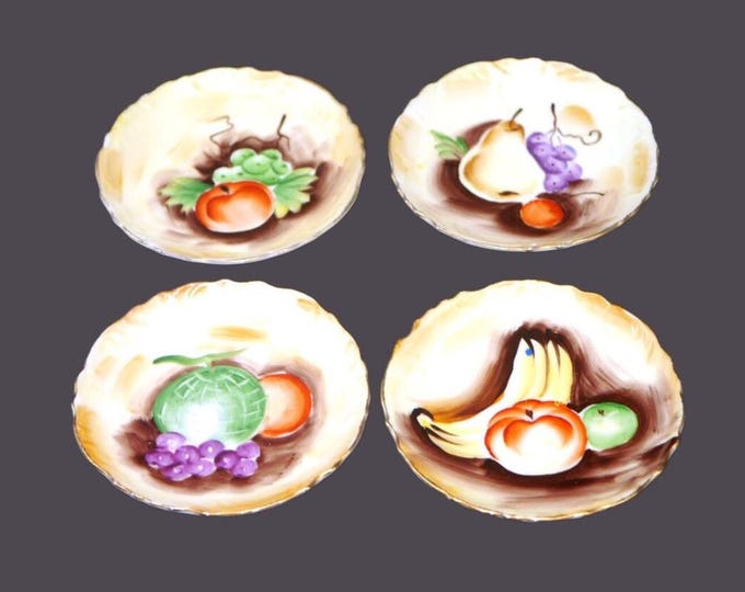 Vintage Lefton Orchard Fruit Butter Pats: Hand-Painted Nippon Coasters, Set of 4