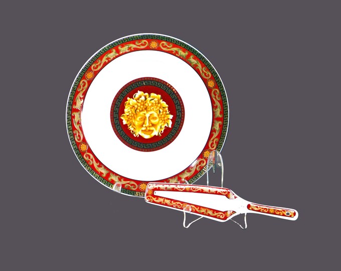 Adeline T Limoges Bacchus Casa Elite Juno round cake serving plate with matching lifter made in Portugal. Minor flaw (see below).