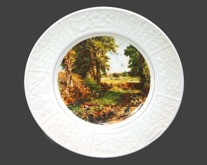 Wood & Sons decorative wall or cabinet plate. Constable's 1826 painting of The Cornfield.  Embossed edge, gold band.