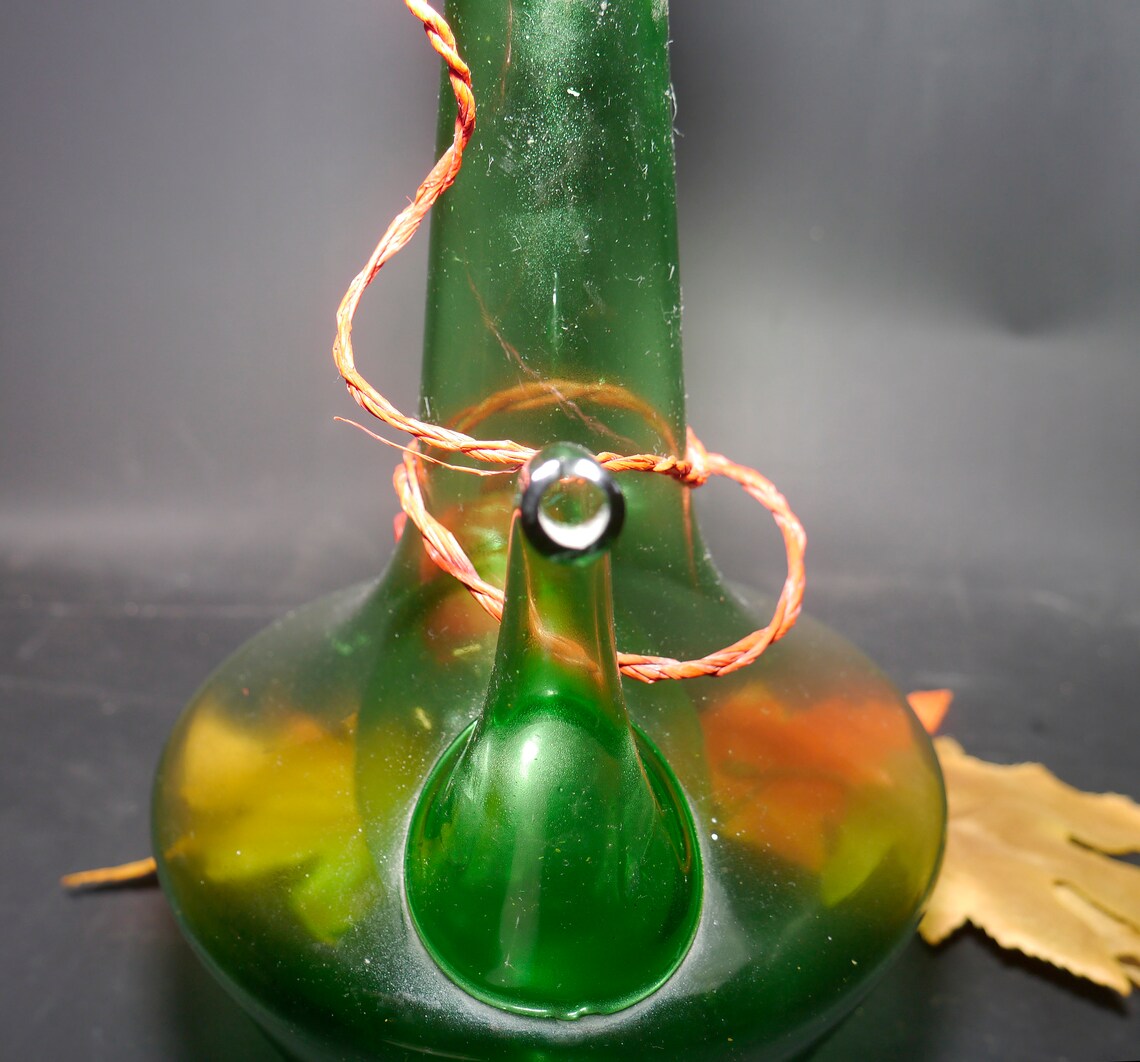Midcentury Italy Green Glass Fiasco Wine Bottle Decanter With Etsy