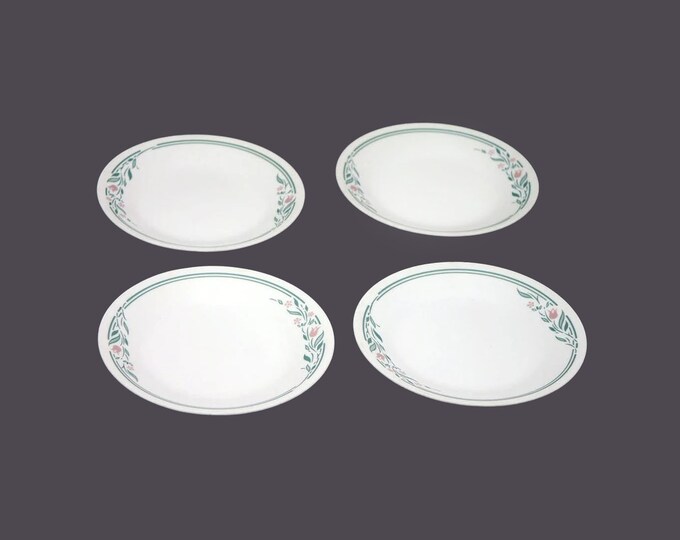 Four Corelle Corningware Rosemarie bread plates. Vintage Corningware made in USA.