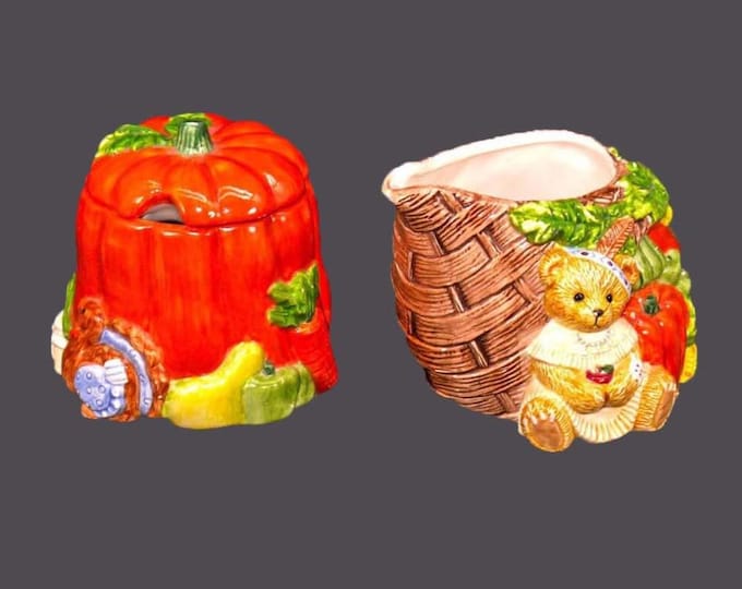 We Bear Thanks Series Cherished Teddies creamer and covered sugar bowl set. Designed Priscilla Hillman for Enesco.