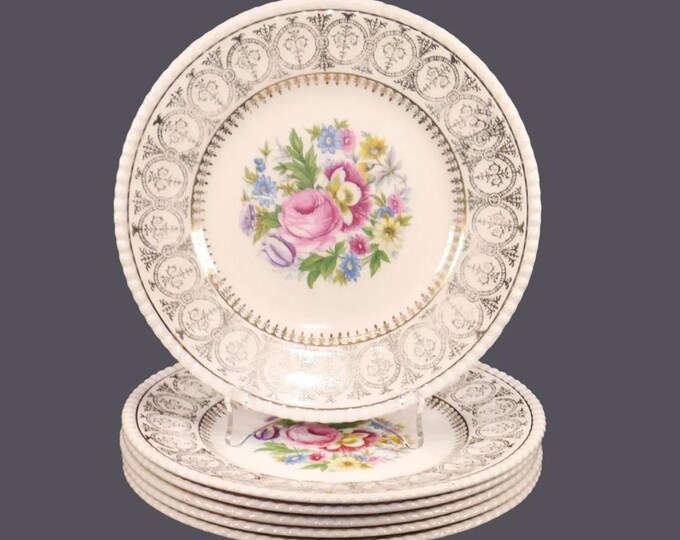 Six Fondeville Athlone bread plates. Ambassador Ware ironstone made in England.