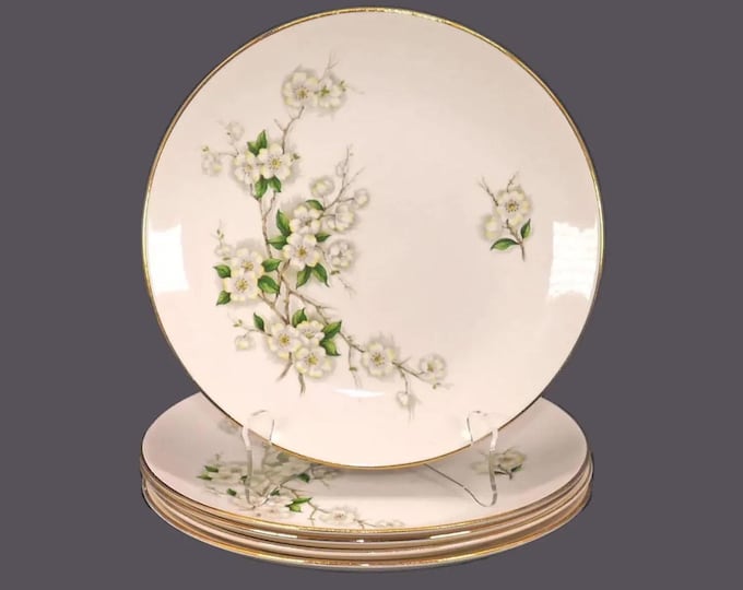 Five Georgian China Spring Blossom luncheon plates made in USA.