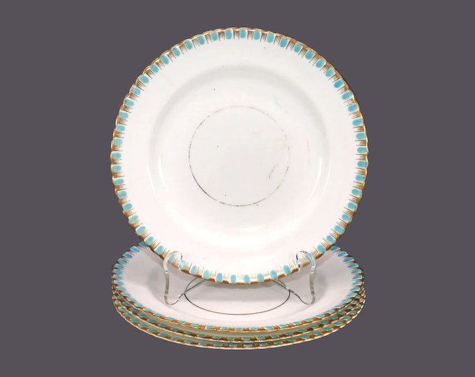 Four antique Adderley 2549 dessert plates made in England. Flaws (see below).