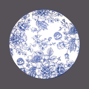 Royal Norfolk blue-and-white floral toile large dinner plate. Sold individually.