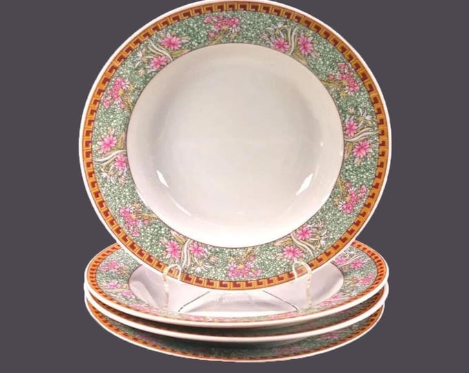 Four Grindley by Kopin rimmed soup bowls made in Indonesia.