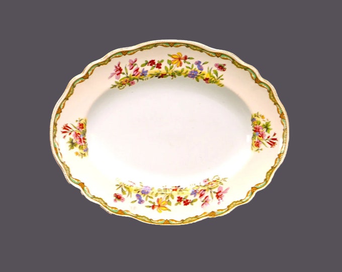 Antique art-nouveau period Johnson Brothers Meadowsweet vegetable platter. Old Staffordshire ironstone made in England.