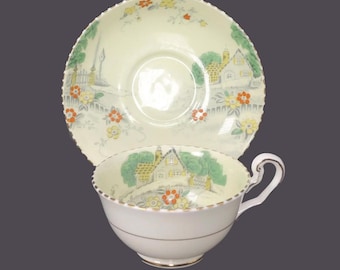 Antique Cartwright & Edwards Cup and Saucer: English Cottage Scene, CAE15