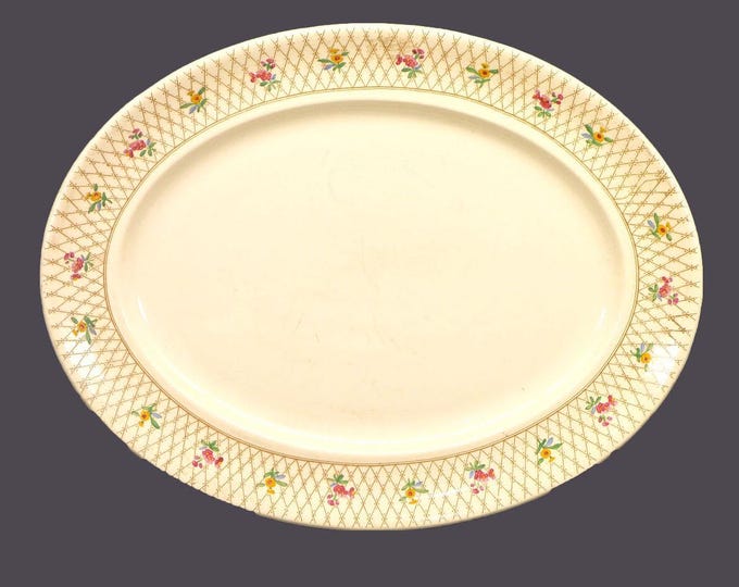 Antique Edwardian Age Johnson Brothers Old English Trellis oval turkey platter.