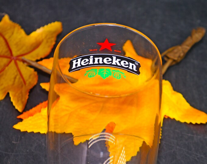 Heineken Beer pint glass. Etched-glass branding.