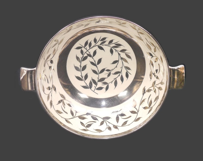 Myott Old Silver Luster 1505F round, handled serving bowl. Minor flaw (see below).