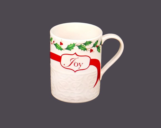 Lenox Holiday Christmas Joy embossed ceramic accent mug.