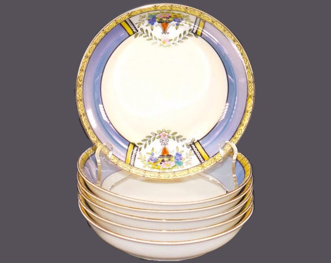 Six almost antique Noritake | Morimura | hand-painted Nippon fruit nappies, dessert bowls.