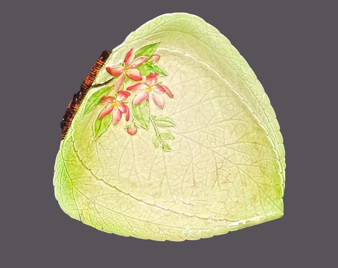 Carlton Ware 1671/9 Apple Blossom Australian design leaf-shaped dish or bowl made in England. Flawed (see below).