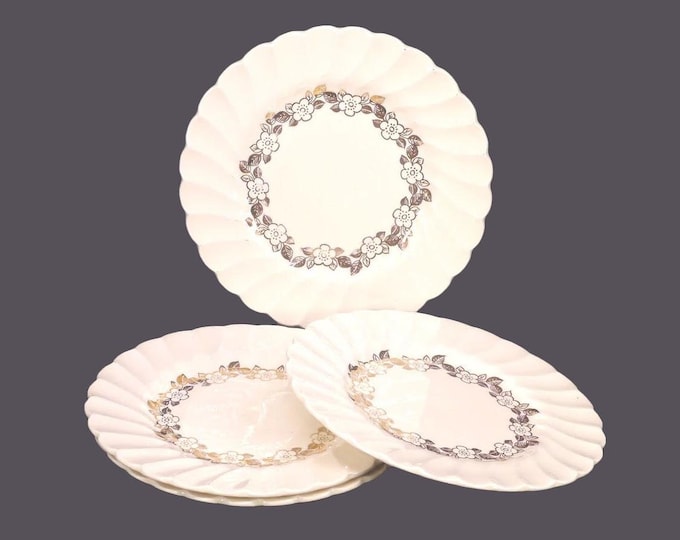 Four Myott Golden Wreath M124G bread plates. Olde Chelsea ironstone made in England.