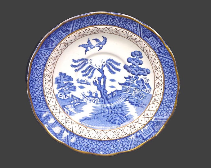 Booth's Real Old Willow A8025 orphaned saucer only for over-sized cup. Made in England. Flaw (see below).