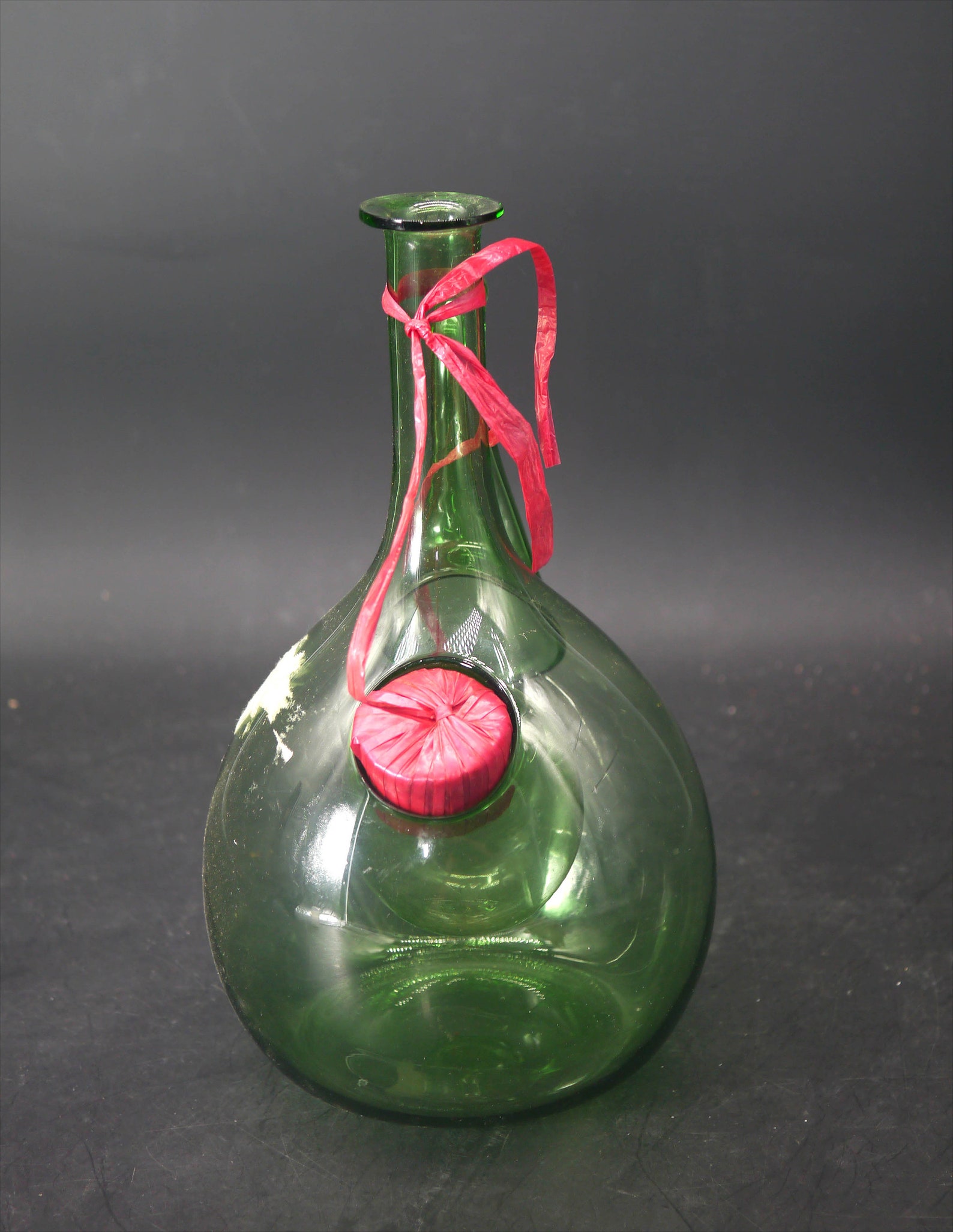 Midcentury Green Glass Italy Fiasco Wine Decanter Bottle With Etsy