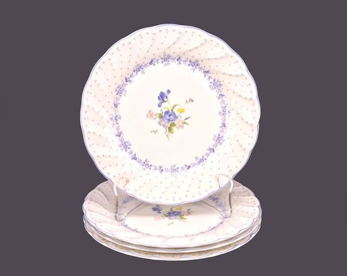 Four Nikko Blue Peony salad plates made in Japan. Flaws (see below).