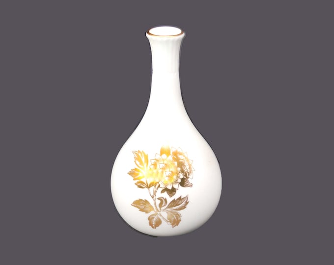 Wedgwood Gold Tonquin bud vase made in England. Golden roses. Nice Mother's Day gift.