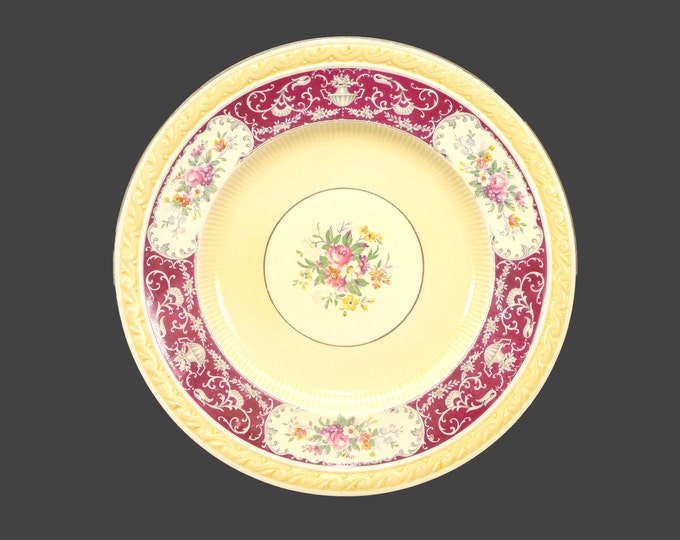 Antique art-nouveau era J&G Meakin Monarch Maroon large dinner plate. Sol Sunshine Ironstone made in England.