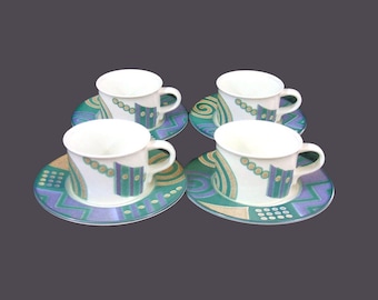 Vintage Mikasa Life Style CAC18 Stoneware Cup and Saucer Sets Set of 4.