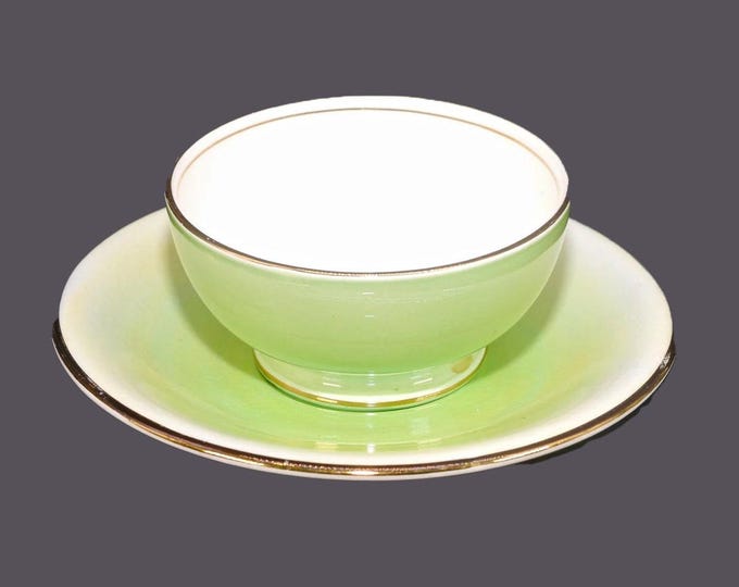 Royal Winton Grimwades Pastel Ware Green jam pot | chutney bowl | sugar bowl wth under-plate made in England.