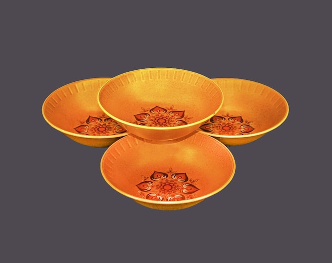 Four H. Aynsley | Herbert Aynsley Dragon Gold stoneware cereal bowls. Brown medallion made in England. Flaws.