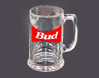 Vintage Budweiser Beer glass pint stein. Etched-glass branding.
