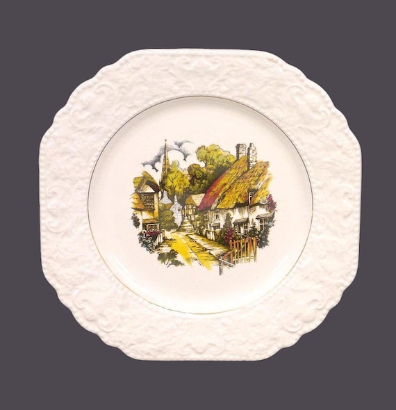 Vintage Lord Nelson Pottery Plate: English Cottage Scene Vintage Lord Nelson Pottery Plate: English Cottage Scene