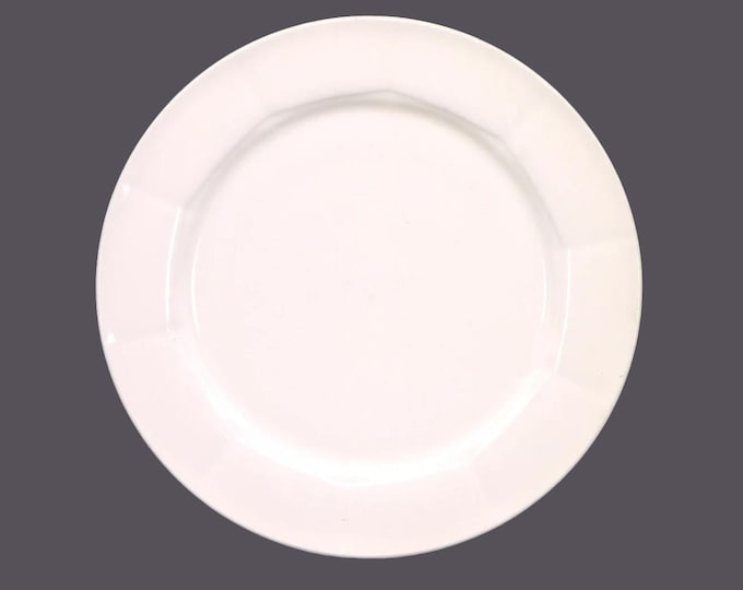 Villeroy & Boch Damasco White large dinner plate. Chef's favorite all white, fluted details along rim.  Made in Luxembourg.