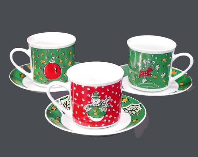 Three Gibson Designs Christmas Treasures cup and saucer sets.