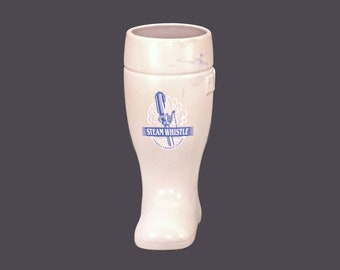 Steam Whistle Canadian Pilsner 40 oz stoneware boot stein | boot tankard. Gift for him. Gift for dad. Flaws (see below).