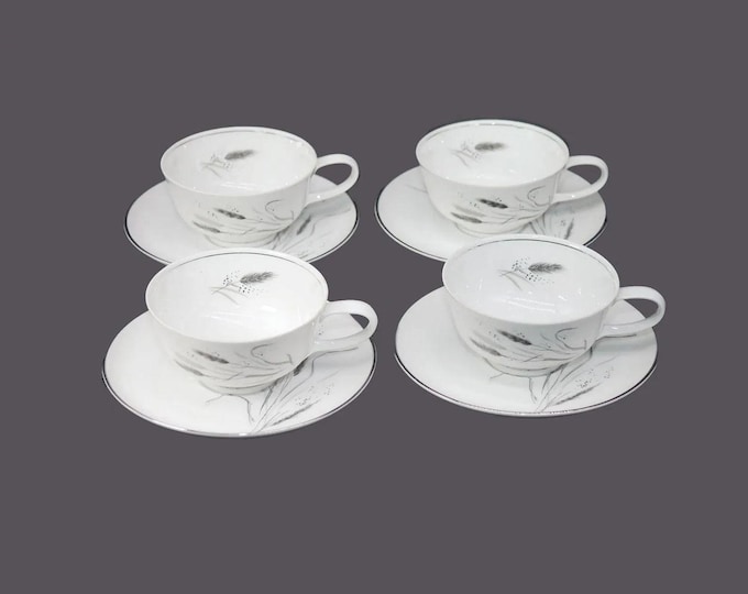 Vintage Easterling Kora cup and saucer sets made in Germany. Silver wheat.