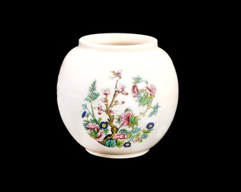 Sadler Indian Tree spoon vase, spice jar, open ginger jar. Chinoiserie florals. Made in England.