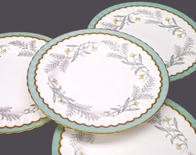 Four Paragon Sylvan Z1482 bone china bread, dessert plates made in England. Similar to Paragon Athens.
