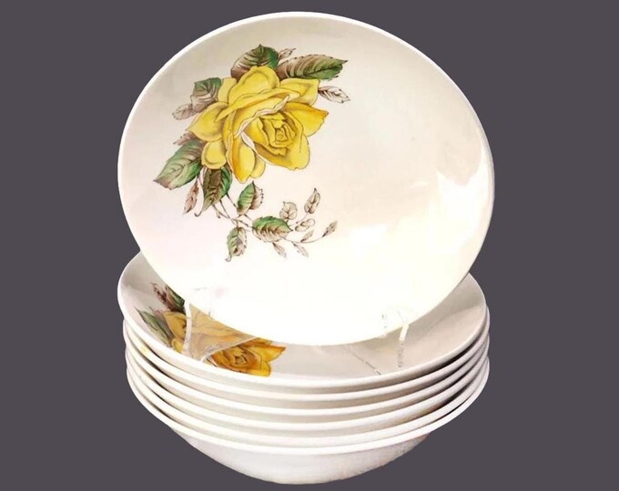 Seven J&G Meakin The Duke coupe cereal bowls. Frank Miller design. Studio Ware ironstone made in England.