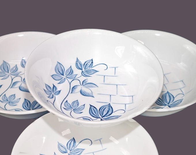 Four Royal Knight Blue Ivy coupe cereal bowls made in England.
