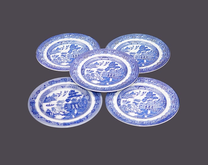 Johnson Brothers Willow Blue bread plates. Classic blue-and-white Chinoiserie made in England. Different backstamps. Choose quantity below.