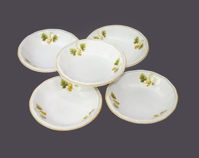 Five Kensington Staffords Sussex Fruit nappies, dessert bowls made in England.
