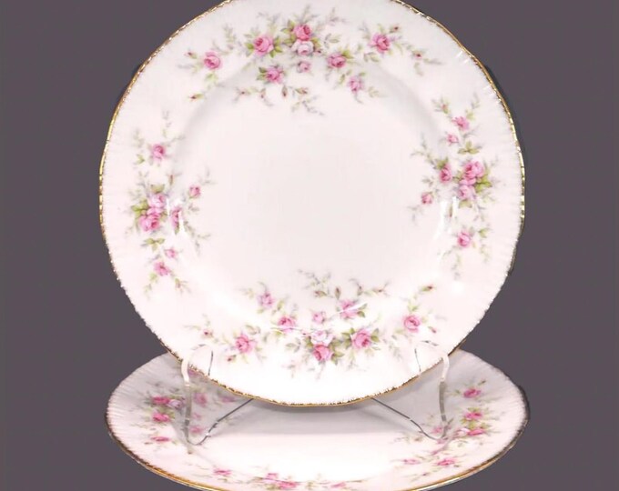 Pair of Paragon Victoriana Rose bone china salad plates made in England.