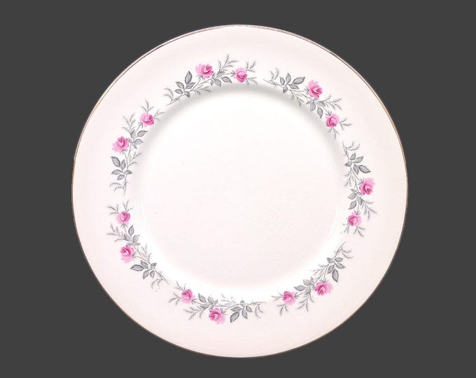 Myott MYO33 dinner plate. Pink roses. Fine White Ironstone made in England. Sold individually.