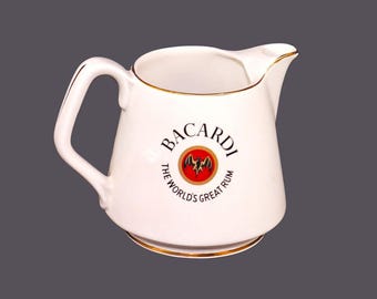 Vintage Arklow Bacardi Rum Water Jug - Irish Ceramic with Gold Accents