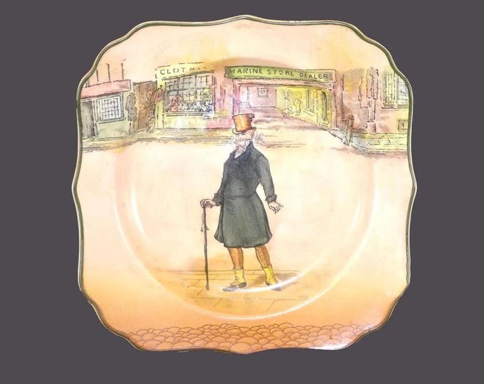 Antique Royal Doulton Mr. Micawber Plate: Dickens Series, Green Trim