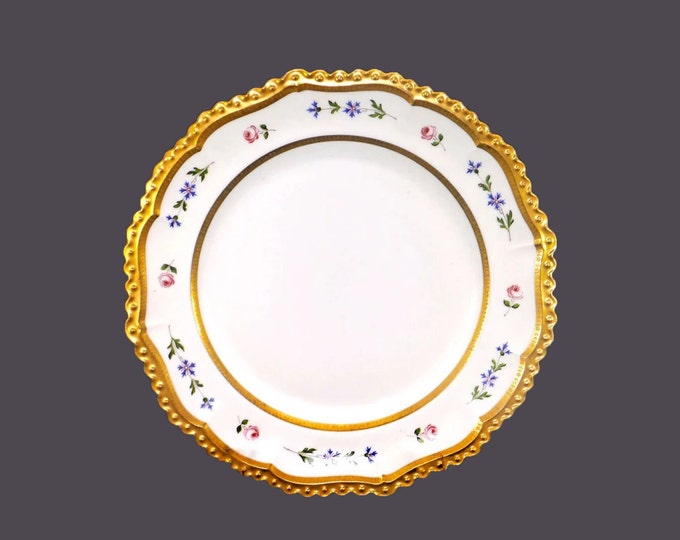 Antique Jean Pouyat | JPL Limoges hand-decorated numbered 3732 art-nouveau luncheon plate made in France. Beaded gold trim. Small flaw.