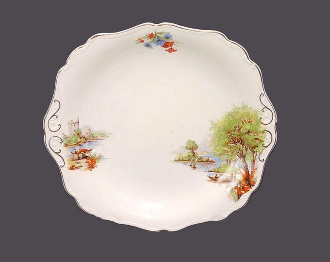 J&G Meakin Old Days Scenes lugged cake, cookie serving plate made in England. Flaw (see below).