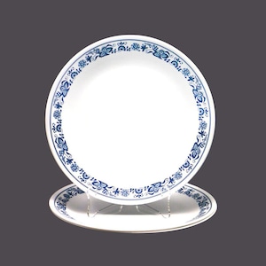 Three Corelle Corningware Old Town Blue dinner plates made in USA.