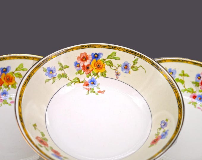 Vintage Johnson Brothers Watteau cereal bowls made England. 3 bowls.